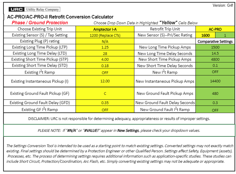 Settings Conversion Calculator